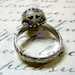 Vintage Engagement Sterling Silver Created Sapphire Ring with Tiara Crown like bezel - Wedding
