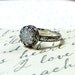 Gothic Sterling Silver Ring with Heart Bezel and White Opal Titanium Drusy Quartz Druzy