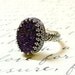 Gothic Sterling Silver Ring with Large Oval Titanium Purple Drusy Quartz Druzy