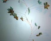 Handmade Maple Leaf Copper Mobile w Green Patina