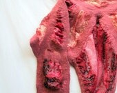 Wrap nunofelted silk lace and wool in old pink