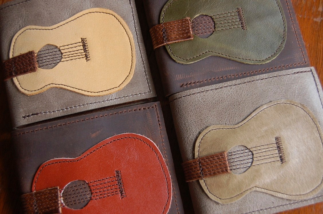 old guitar repurposed leather wallet