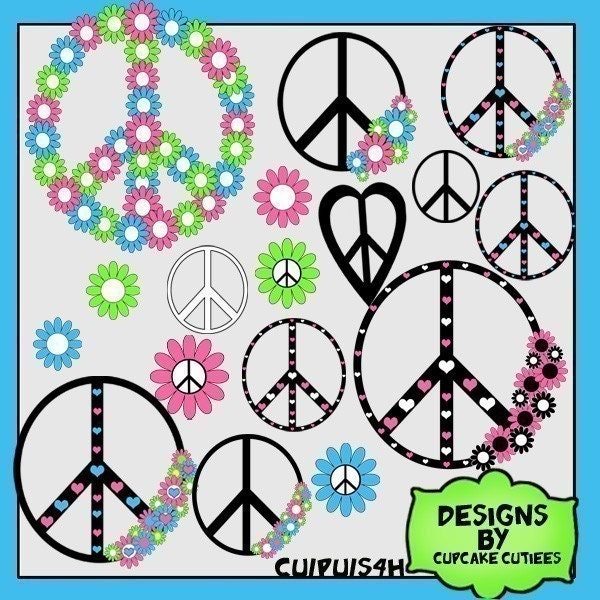NEW Love and Peace Clip art Collection for Paper goods, cards, stationary, web design, and scrapbooking