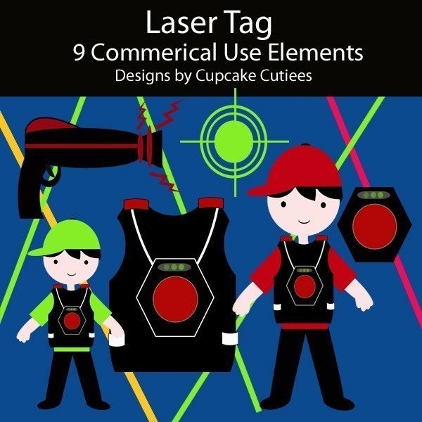 Laser Tag Clip art Collection great for cards, stationary, paper goods, scrapbooking, and web Design