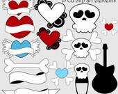 Punk Rock Baby Boy   Digital Clipart Elements Commercial use for paper, invites, and web design