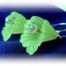 Love Blossom Series-Hawaiin Tropical Flower Earrings in Tanslucent Lt. Green with crystal stamen