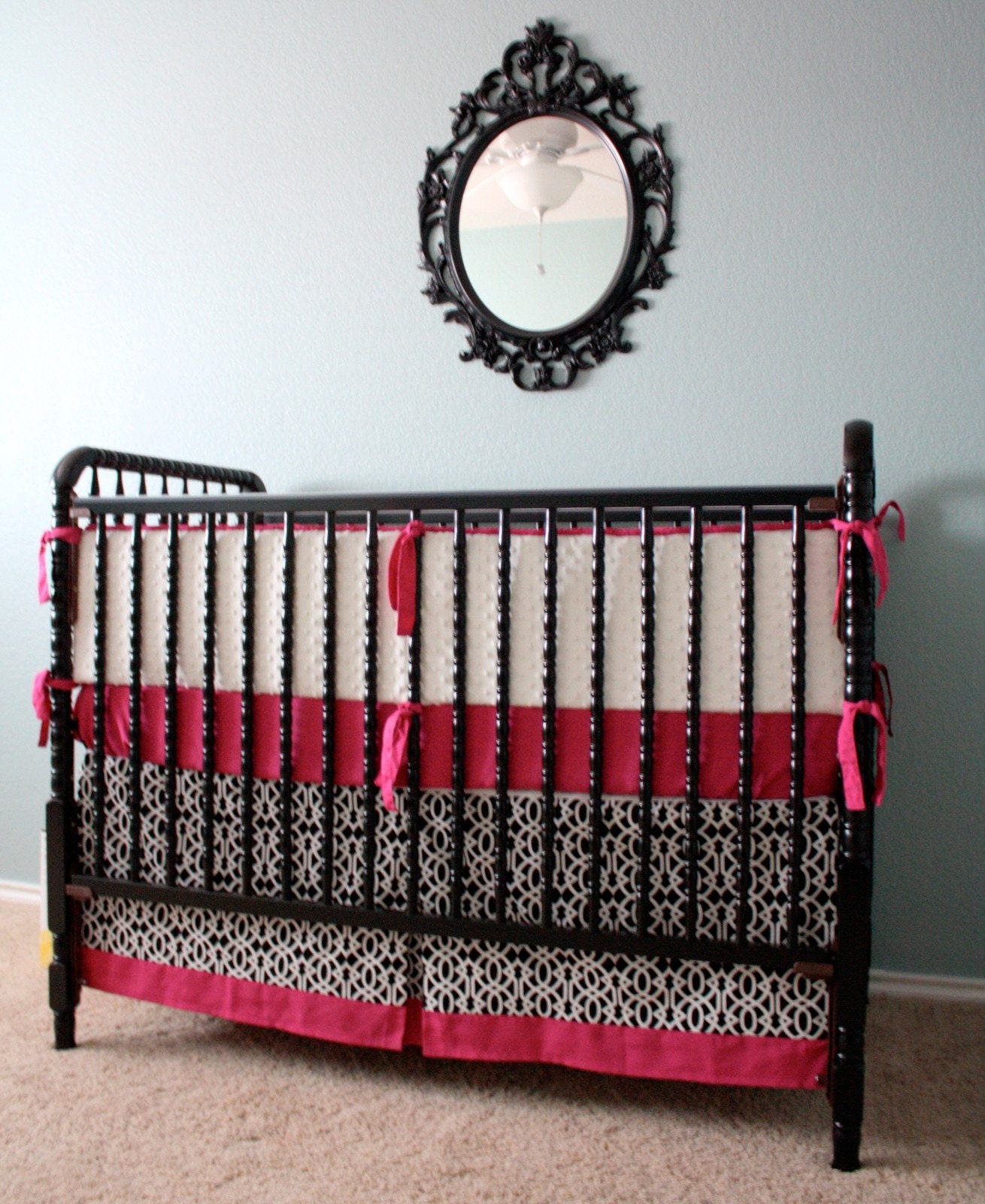 Window Panels, Crib Skirt, 2 Sheets and Quilt - Custom 5 pc Crib Baby Bedding You Design