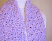 Purple Chunky Scarf - Lavender Shimmer Handmade Crochet Fringed Scarf - Girls and Tweens Fairy Kei Scarf