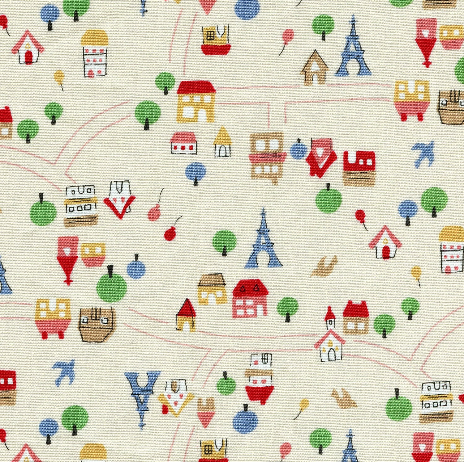 Japanese Cotton Fabric French Town with by ThisandThatFromJapan