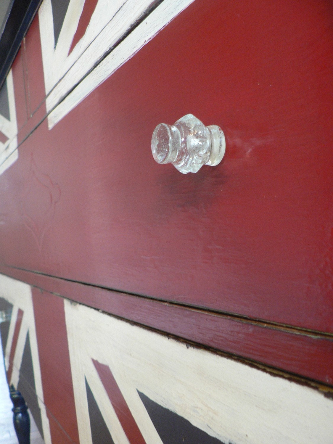 SPECIAL ORdER : Super CHiC hand painted Union JACK English flag antique wood Dresser (Special orders AVAILABLE)