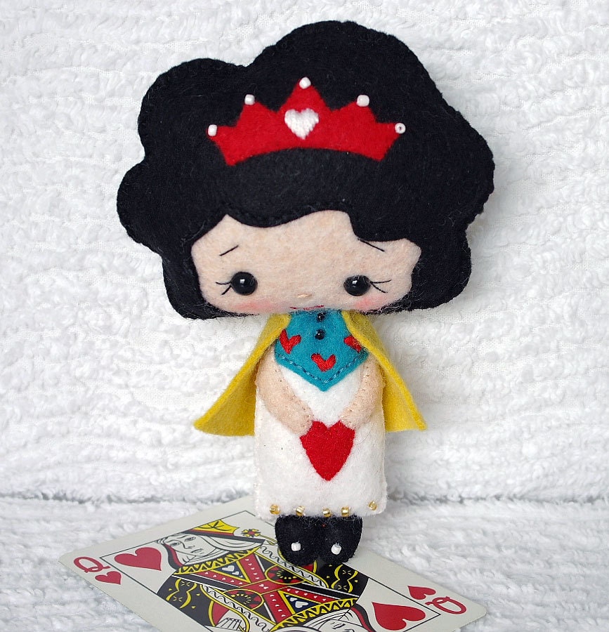 Queen of Hearts Doll Collectible Alice in Wonderland Handmade Wool MADE TO ORDER