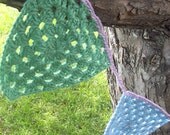 Pastel Crochet Garland - Banner- Bunting - Crochet Granny Nursery Banner Bunting- Mint Green, Lavender Purple, Baby Blue Cottage Style Decor