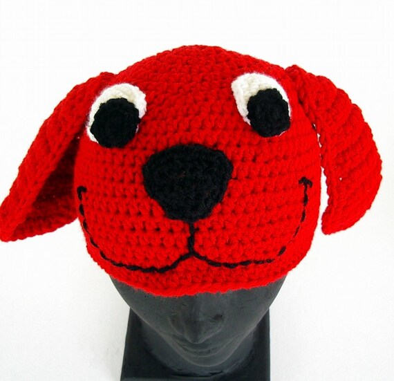 Crochet Big Red Dog Hat Childrens Size Clifford by AllKindsofArt