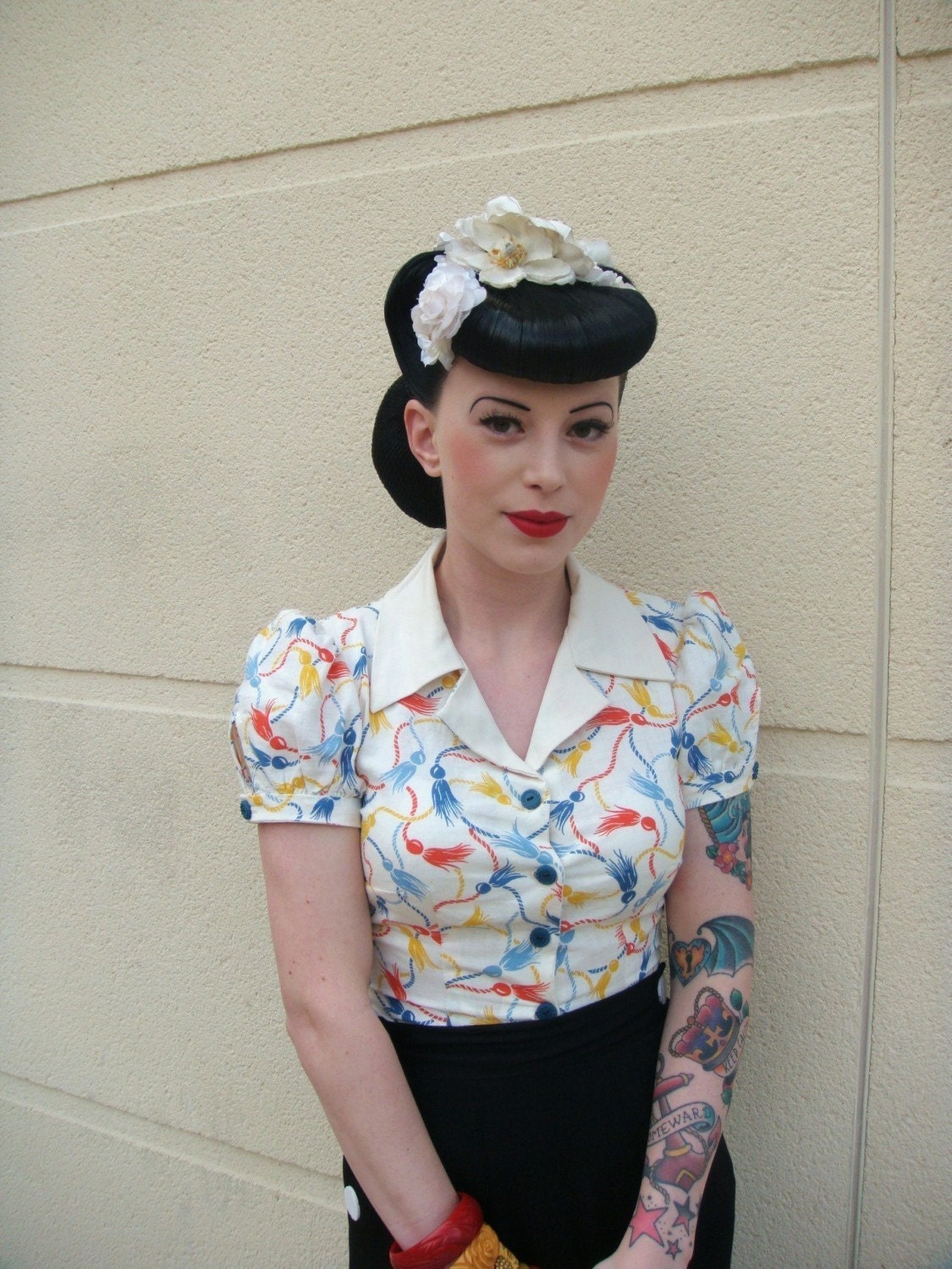 30s 40s blouse the Original Feedsack blouse made with vintage fabrics and buttons Custom made for you