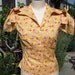 1930s blouse delicate yellow floral print tie sleeve Ready to ship size M only