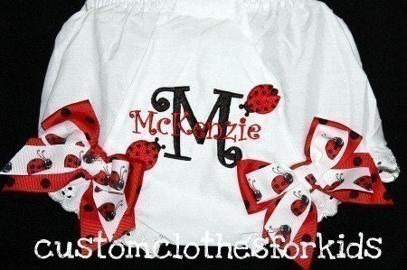 Custom Personalized Ladybug Diaper Cover Bloomers Baby Girl Ribbon Birthday Baby Shower gift Photoshoot Bow Free Monogram