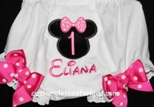 Custom Personalized Diaper Cover Bloomers Baby Girl Minnie Mickey Mouse Birthday Baby Shower Gift