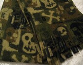 Skulls and Crossbones in Camo Green Winter Fleece Scarf