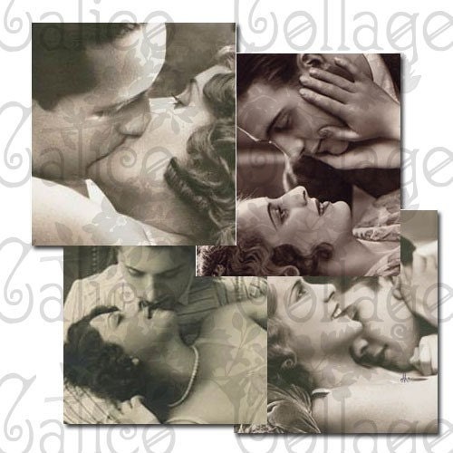 Vintage Couples - Instant Download Printable Digital Collage Sheet - .75x.83 Scrabble Size 019