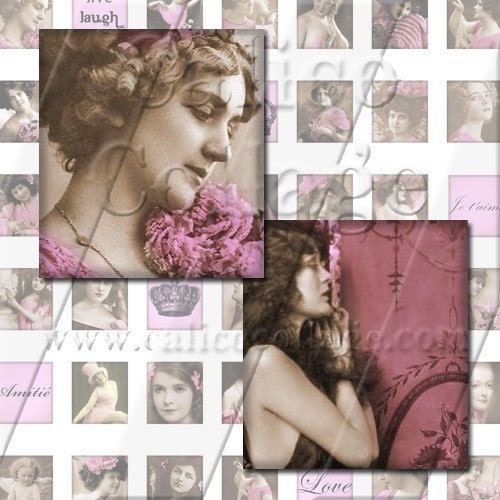 Touch of Pink - Instant Download Printable Digital Collage Sheet - .75x.83 Scrabble Size 564