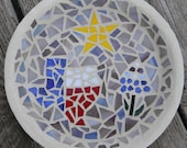 Mosaic Stained Glass Texas, Star, Bluebonnet Birdfeeder, Red, White, Blue, Yellow
