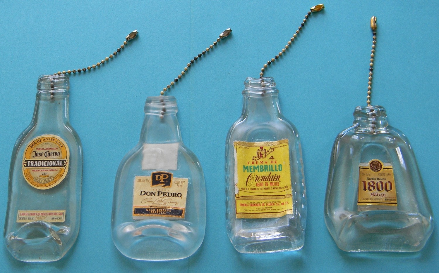 Miniature Glass Liquor Bottle Fan Pull-Recycled