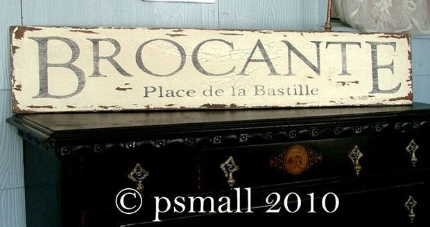 Brocante Vintage Sign French cottage chic handpainted