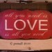 LOVE is all you need vintage style sign red chippy cracked paint