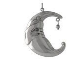 Santa Moon New Baby or Holiday Ornament, New Baby Gift or Necklace Sterling Silver -- Complimentary Ribbon or Cord