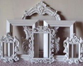 Picture Frames Cottage White or ANY Color Scatter Frames Wall Gallery 6 French Vintage Inspired Wedding Decor Art