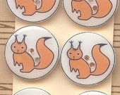 Handmade sewing or scrapbooking buttons-Squirrel-6 buttons