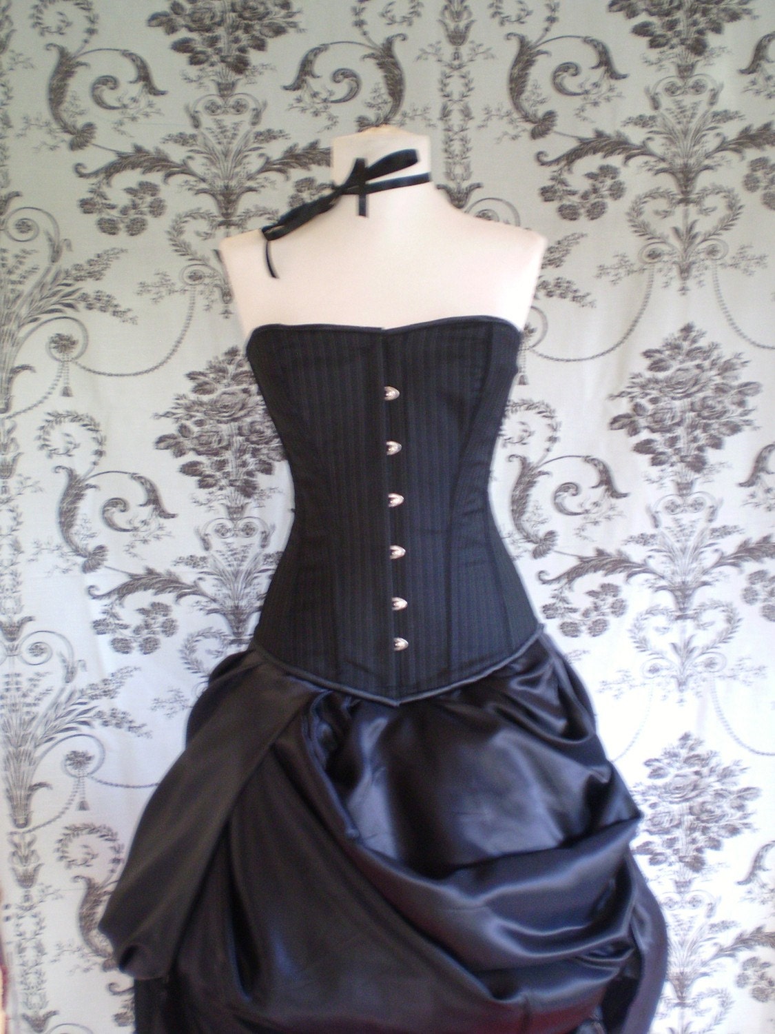 Belle Steel Boned Pinstripe Gangster Corset-Made To Order