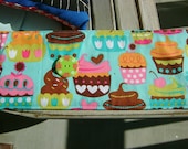 Crayon Roll- Sweet Treats Aqua Cupcakes- Crayon Roll Up - Organizer - Crayon Cozy
