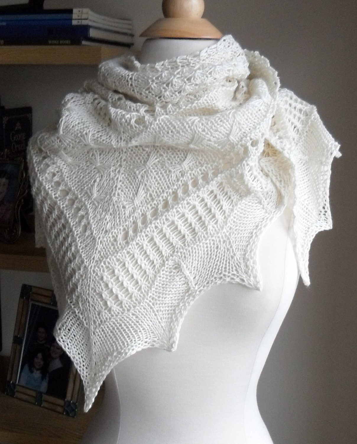 Mirabelle Shawl in ivory silk blend.