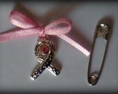 Pink Ribbon Bouquet Charm with Swarovski Crystal