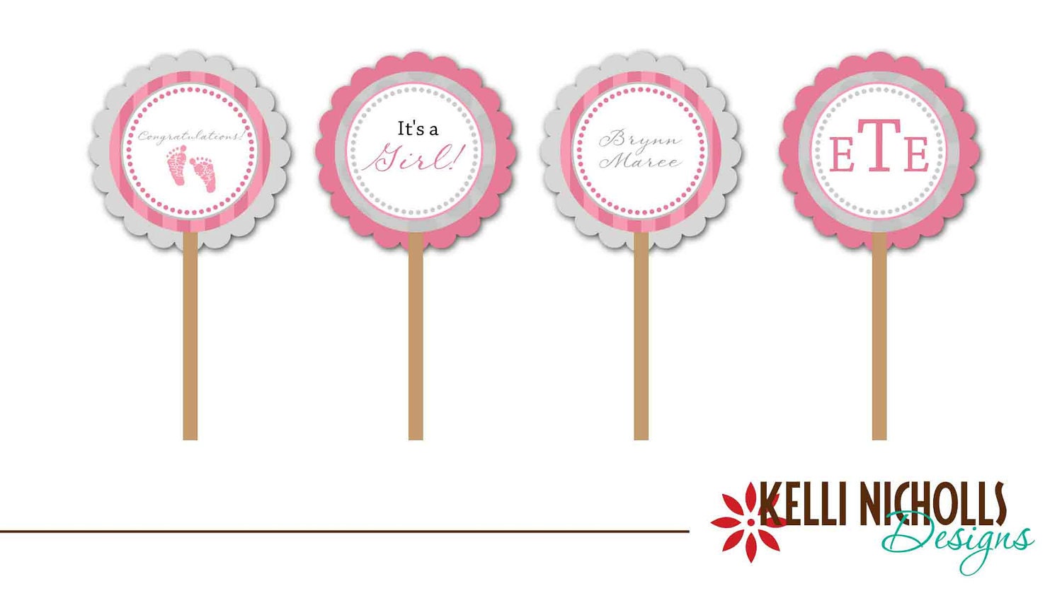 It's a Girl Baby Shower Cupcake Toppers