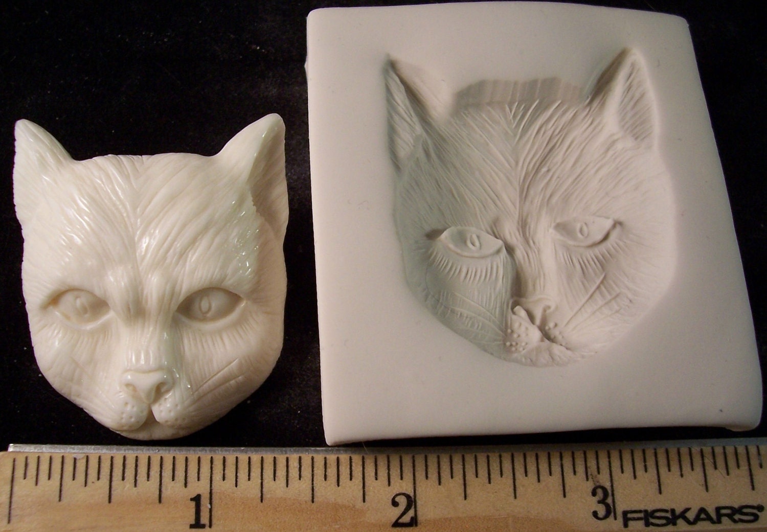 Cat Face - Hard Polymer Clay mold 1 1/4 x 1 3/4" Kitty