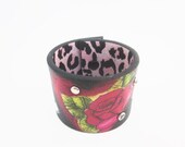 Gothic Tattoo Upcycled Belt Cuff Bracelet (Small)