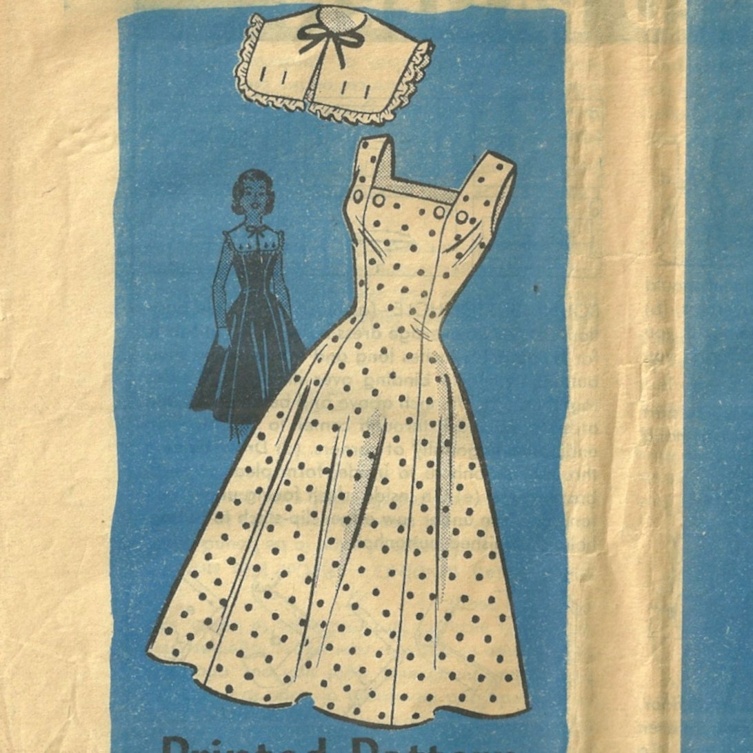 Vintage 50s Anne Adams 4632 Sundress Pattern with Collarette Size 14 Bust 34