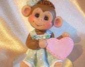 monkey baby shower cake topper personalized decoration children animal Christmas ornament polymer clay
