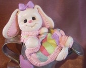 baby shower cake topper rabbit bunny personalized  polymer clay