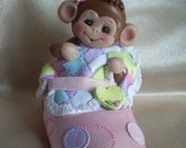 baby shower cake topper monkey shoe animal birthday clay