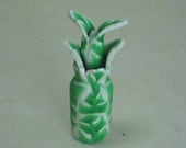Polymer Clay Mini Perfume Bottle - Green Leaves