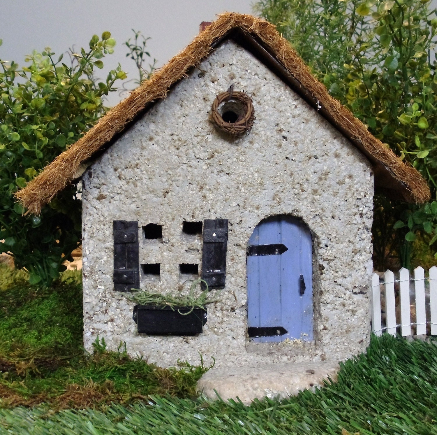 Small Stone Cottage with Thatch Roof - little white barn co.