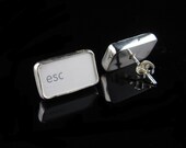 Computer Key Jewelry - White Escape Key - Sterling Earring Studs