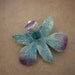 Real Dendrobium Orchid Pendant- Blue with Purple edges on Sterling silver plated bail