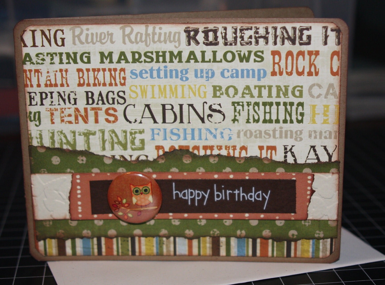Items similar to Handmade Happy Birthday Card Camping Biking Fishing