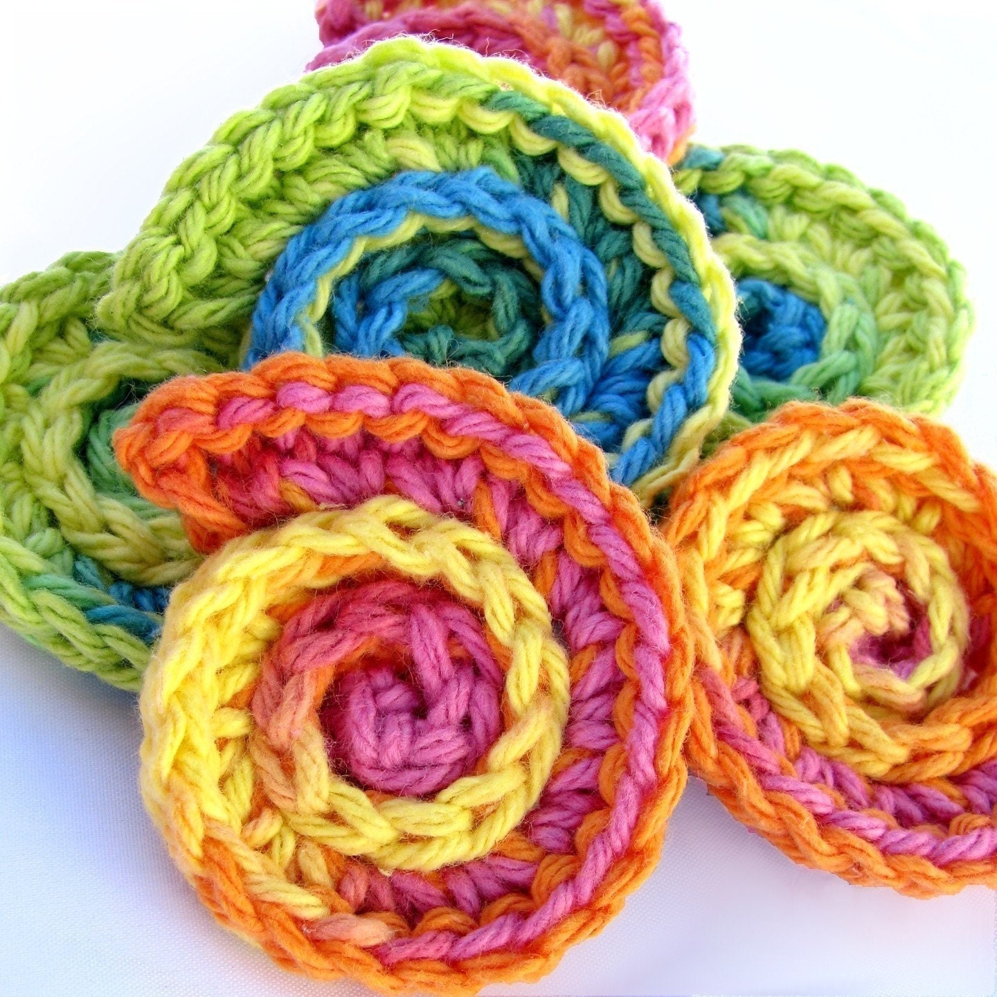 Pattern Scrubbies Crochet  Sea Snail Shells bright bathroom or scrapbooking embellishments  pdf Instant Digital Download