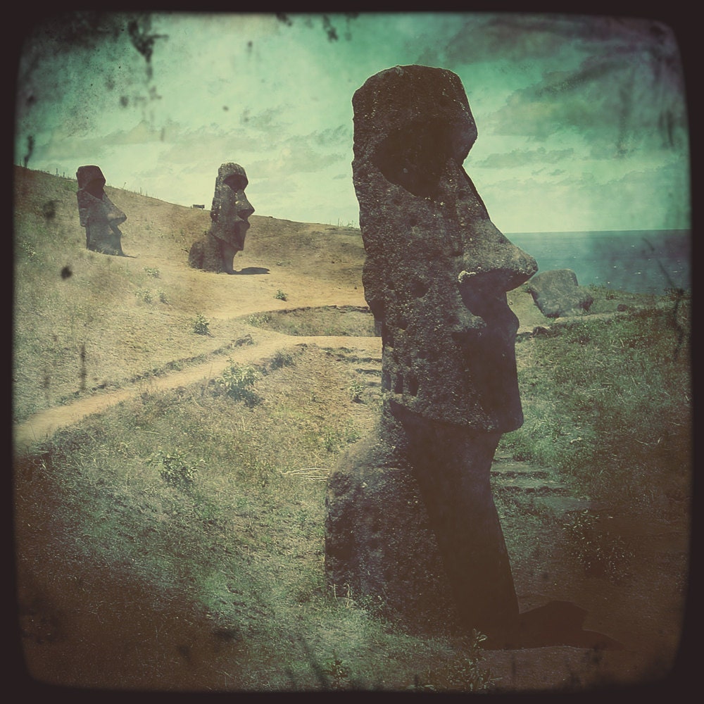 Easter Island Hipstamatic Photo Print Retro Vintage 5x5