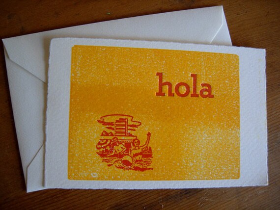 Hola Summer Pool Single Letterpress Card